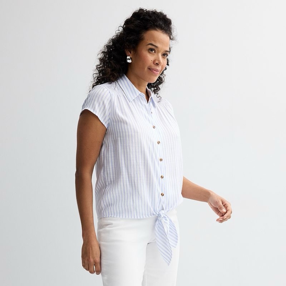 Croft & Barrow Light Blue Striped Button-Down Shirt
